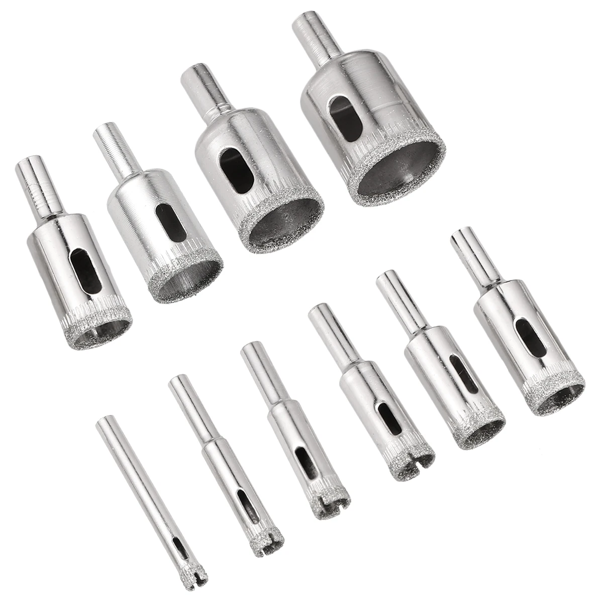 

1 Set of 10Pcs Emery Glass Bit Set Portable Glass Hole Opener Kit Multi-purpose Hole Drilling Bits Kit for Home Store Silver(