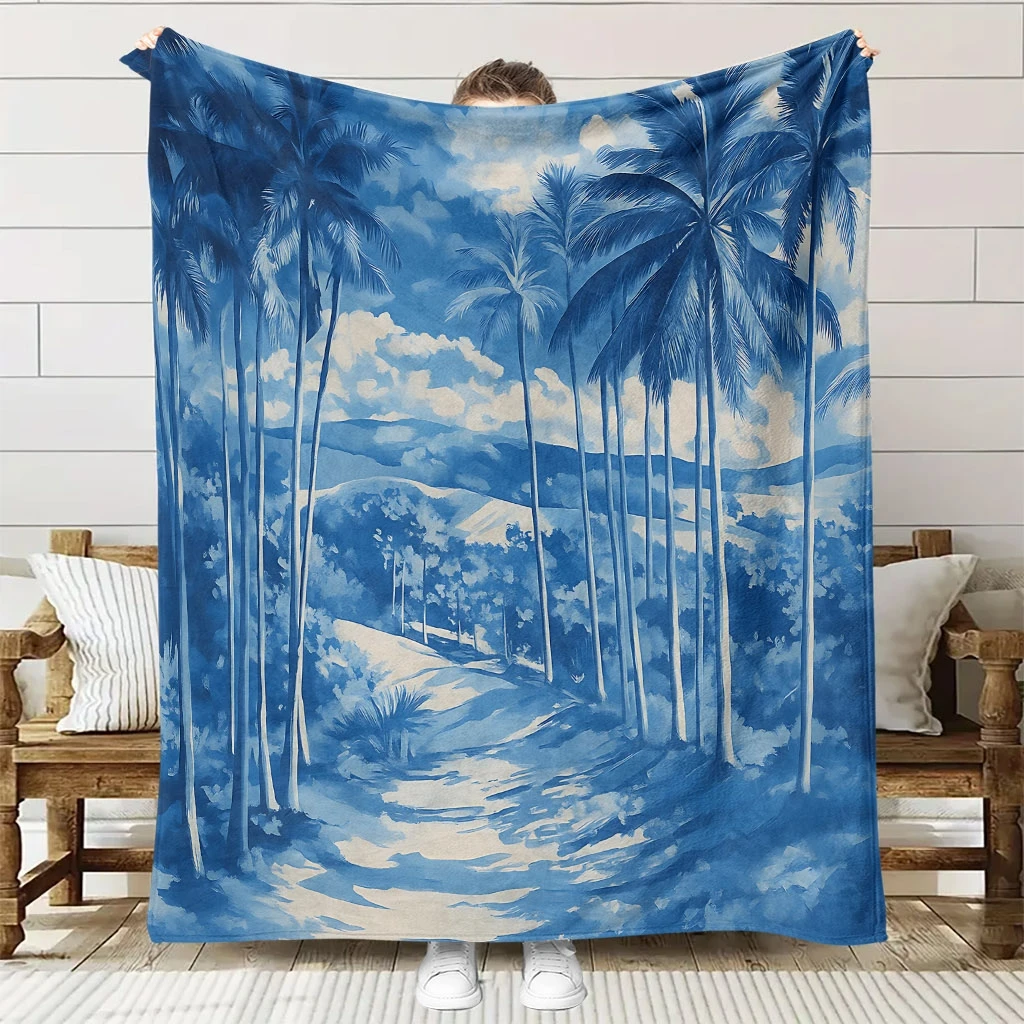 

Top pick1pc Luxury Palm Leaf Quilted Blanket All-Season Machine Washable Kids Adult Year-Round Cozy Gift