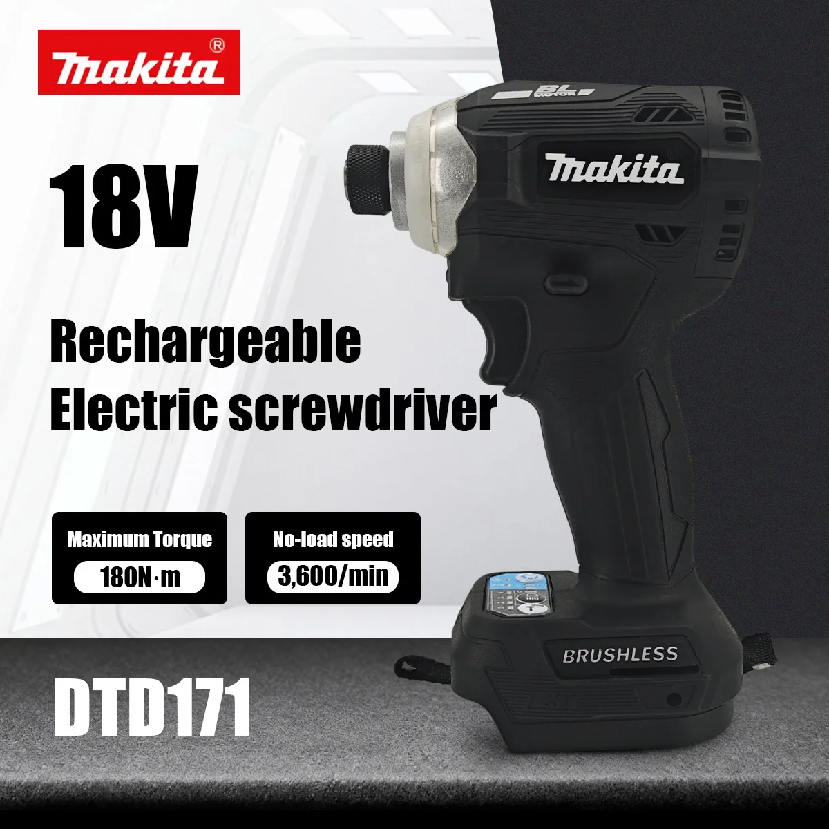 

Makita DTD171 Black Brushless Electric Drill Driver Compact Rechargeable Screwdriver Home Improvement Tool with Battery