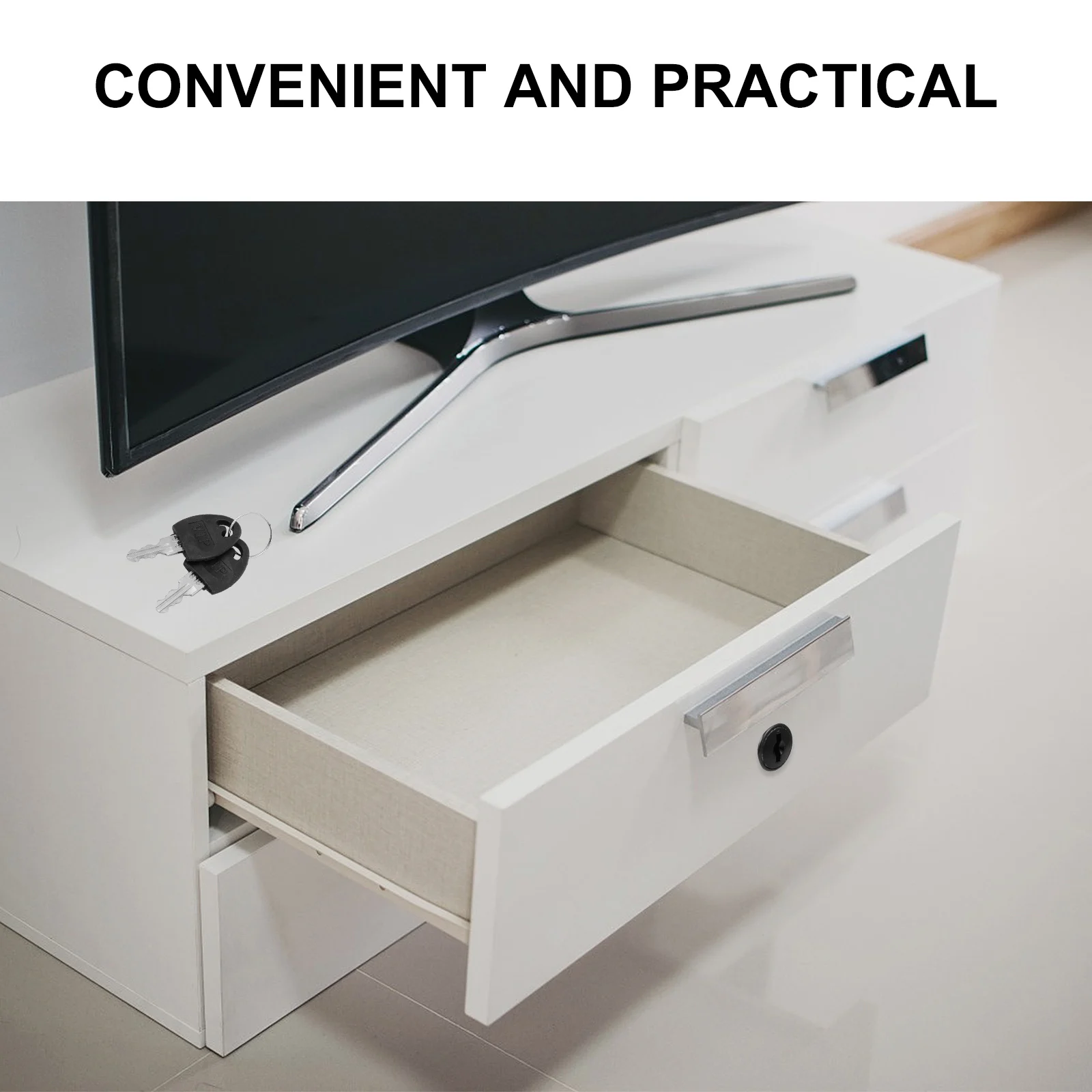 

2 Pcs Drawer Locks Wardrobe Cabinet Safety Security Locks Durable Zinc Alloy Material Easy Install Replacement Keys File Cabinet