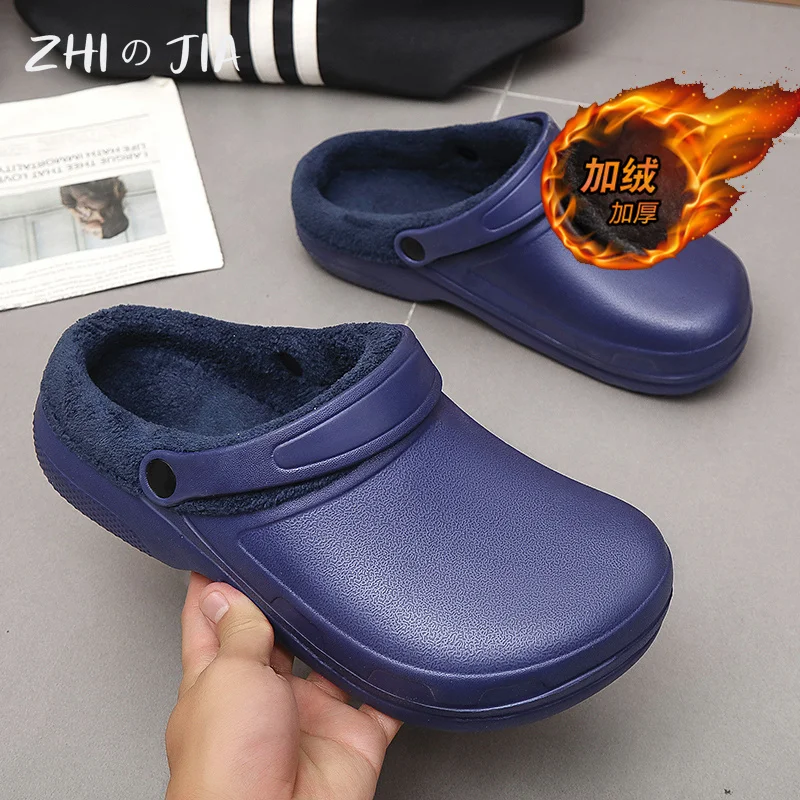 Popular Large size EVA Warm Slippers Men's Winter Plush Indoor Slippers Couples Outdoor Casual Lightweight Shoes 36-48