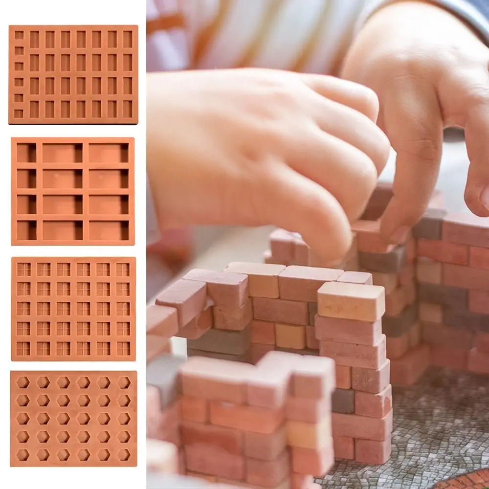 Red Mini Brick Silicone Mold Silicone Construction Material Tile Model Mould Building Making Handmade House Miniature Brick Mold