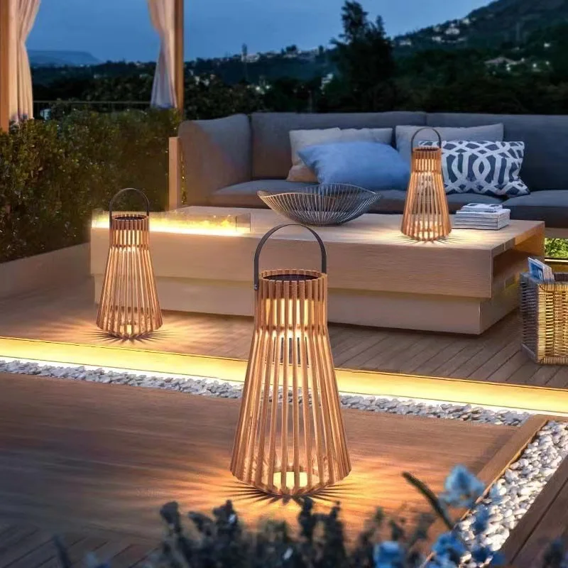 

Solar outdoor garden villa lawn waterproof teak weaving