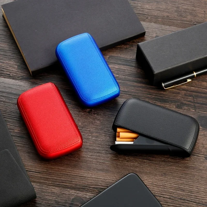 New Imitation Leather Cigarette Case with USB Tungsten Electronic Lighter Cigarette Case Men's Exquisite Gift Cigarette Tool view 5