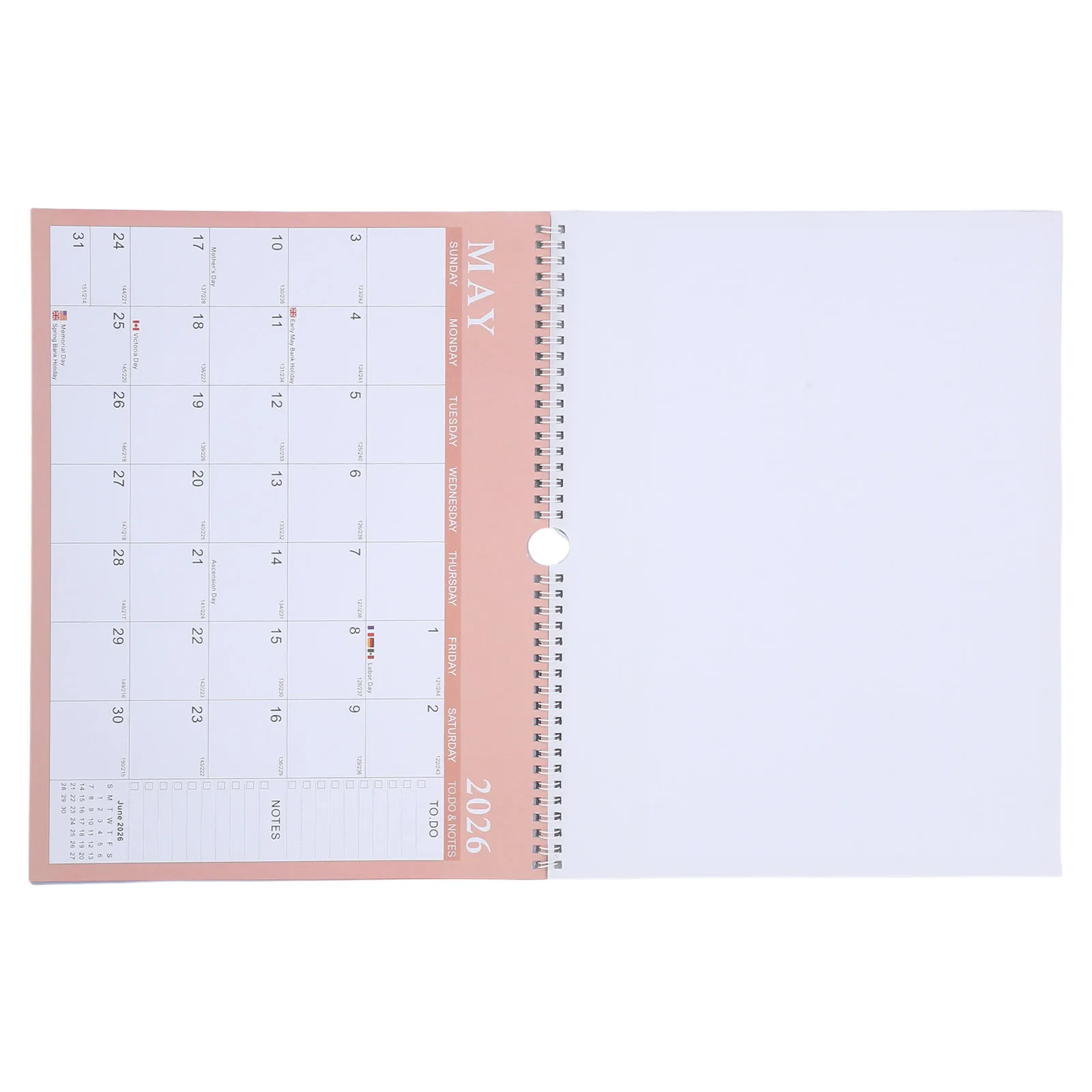 

2026 1-2027 6 Large Wall Calendar 18 Month Daily Planner Multi Country Holidays Home Office Organizer Sturdy Hard Paper