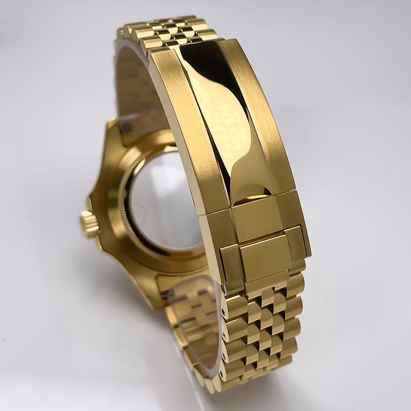 Full Yellow Gold YM Design NH35 Case 40mm Two-Way Rotating Bezel Rubber Strap Sapphire Glass NH35 NH36 NH34 Movement Watch Case - view 6