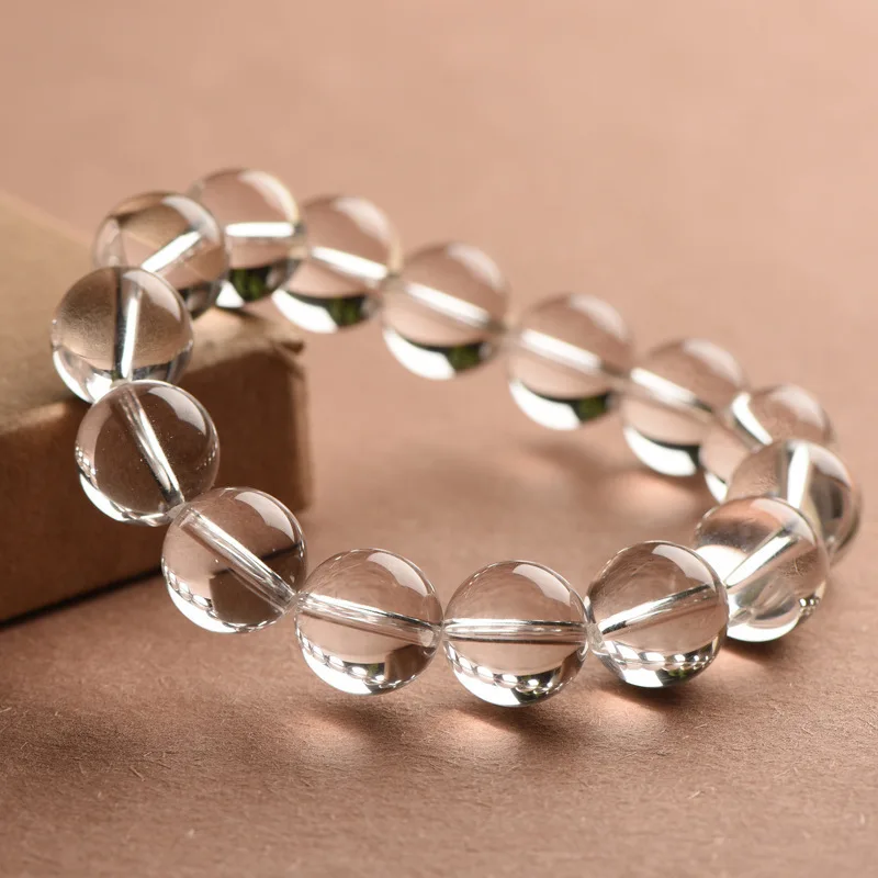 Natural East Sea White Crystal Bracelet, for Women and Men, High-Silicon Glass, Zodiac Year Gift, Transparent Crystal