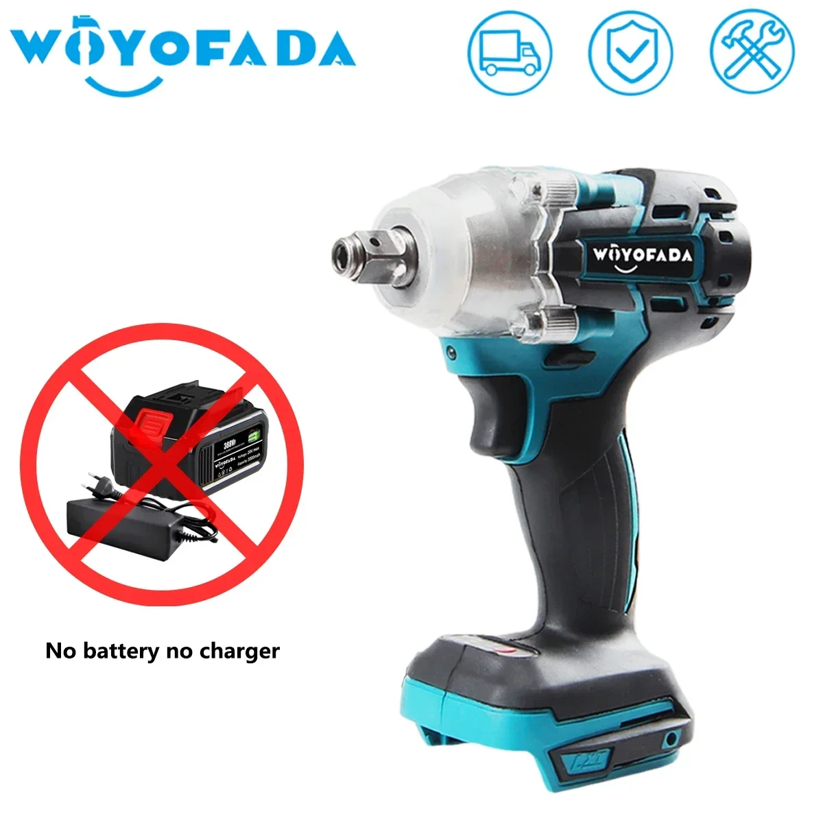 

WOYOFADA 18V Cordless Brushless Electric Impact Wrench Stepless Speed Change Switch No Battery For 18V Makita battery