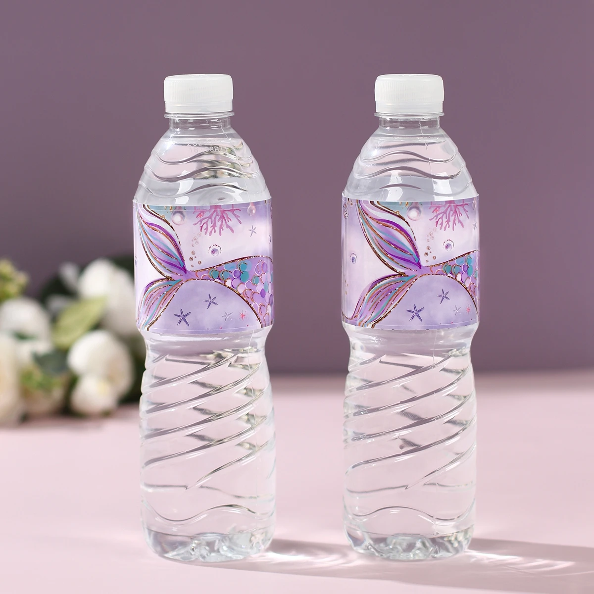 10pcs Mermaid Bottle Stickers Happy Little Mermaid Birthday Party Decoration Kids 1st Birthday Baby Shower Party Supplies