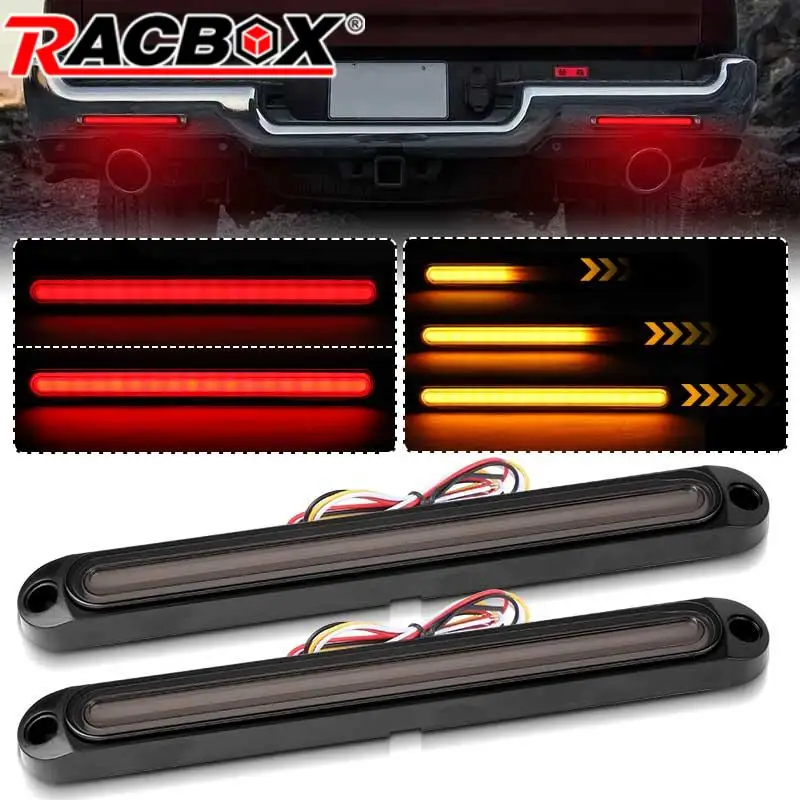 3 in 1 LED Trailer Tail Light Bar Brake Stop Turn Signal Light Red Yellow Flowing DRL Lamp For Pickup Truck Trailer RV 12V 24V