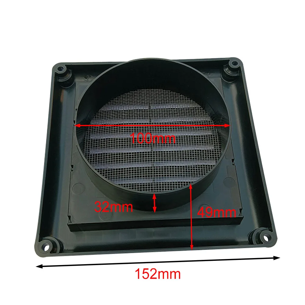 1pc 4/5/6 pouces évent en plastique avec maille carré évent d'échappement intérieur système d'air frais évent noir Grille à persiennes évent pour mur sol