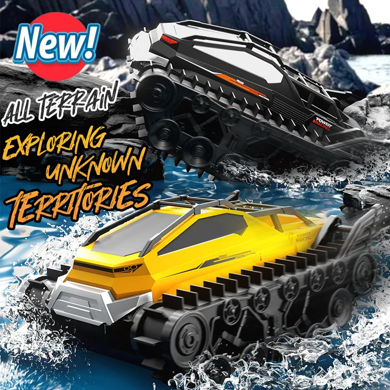 Amphibious land and water  Remote Control Cars Rechargeable All Terrain Outdoor  Tracked Tank Toy