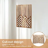 3Pcs Wood Wall Art Wall Sculpture Decor Openwork Wooden Wall Ornament Easy to Hang Timber Wall Artwork for Home Living Room 6