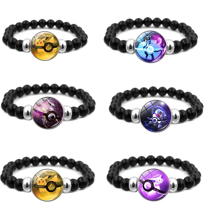 Pok E Mon Pikachu Bracelet Male and Female Student Creative Beaded Bracelet Anime Handicraft Children's Toy Birthday Gifts