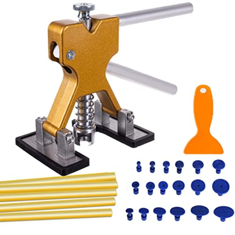 

Paintless Car Dent Puller Kit, Dent Removal Kit Tool Car Dent Remover Auto Body Dent Repair Tool Kit Golden Lifter Dent Repair