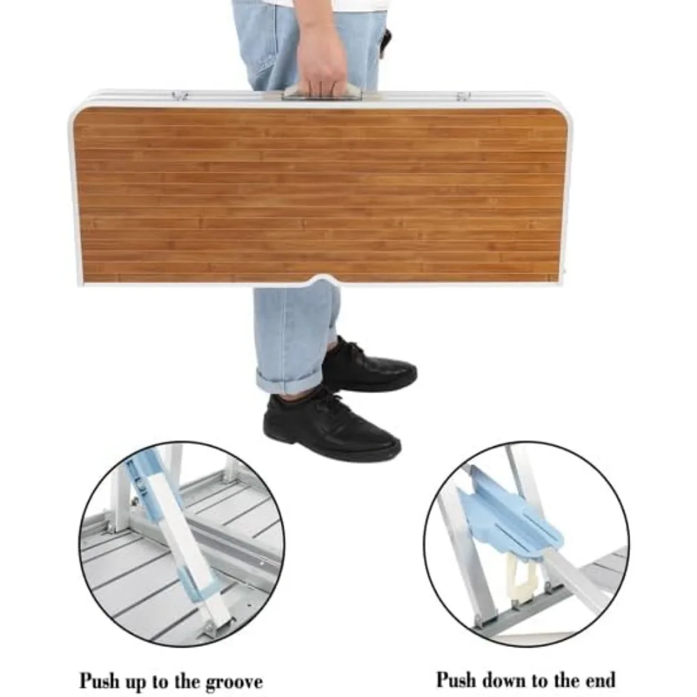 Conjunto de mesa e cadeira de acampamento (cor madeira)