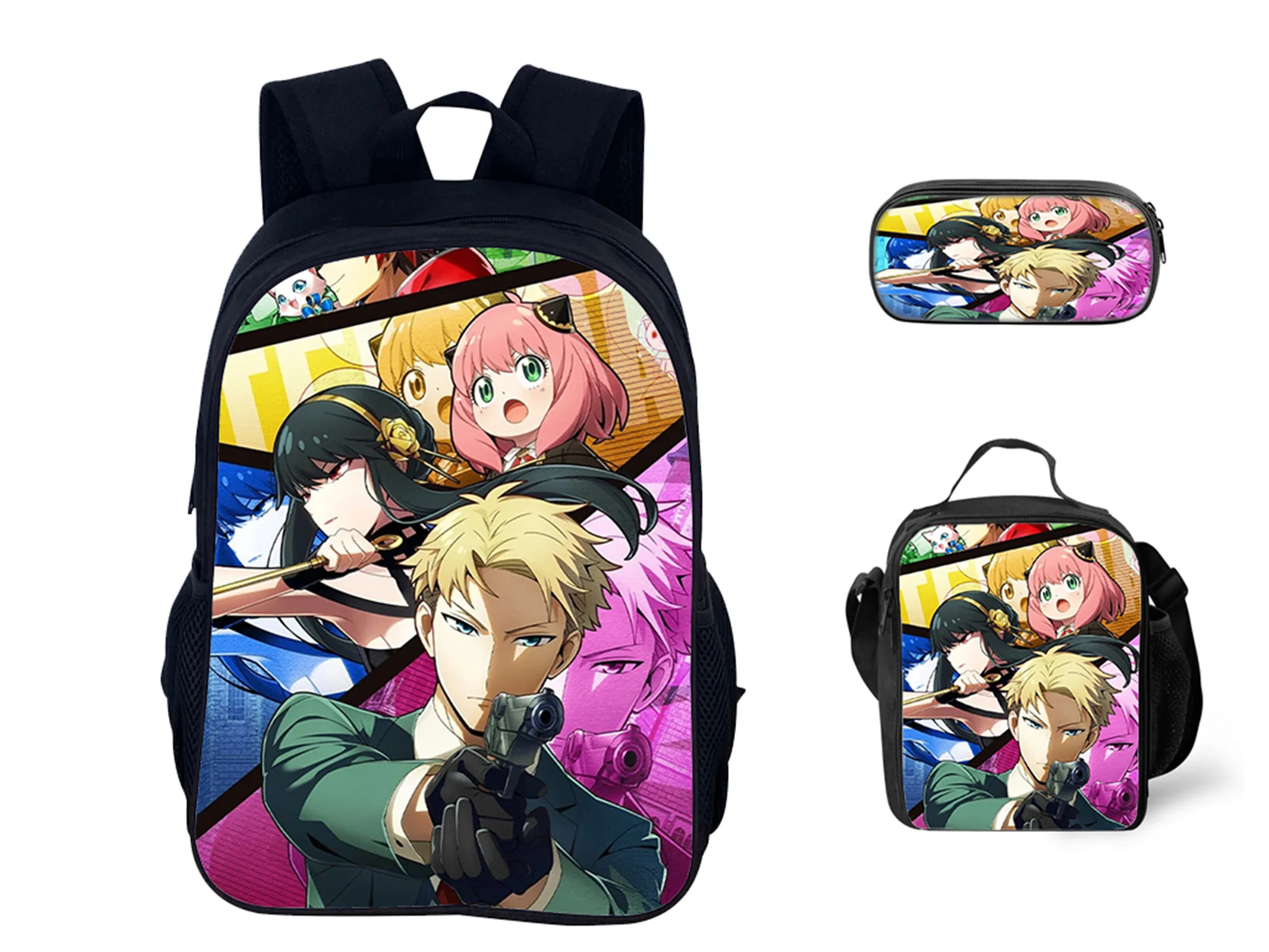 

HOT SPY×FAMILY Fashion Bookbag+Reusable Lunch Box+Pencil Case 3Pcs Set,Kids Classic Backpack for School Travel