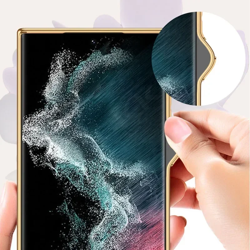 Malowane etui z hartowanego szkła do Samsunga Galaxy S24 Ultra, luksusowa powłoka, miękkie krawędzie, ochronne etui na Galaxy S24 Ultra. — zdjęcie 5