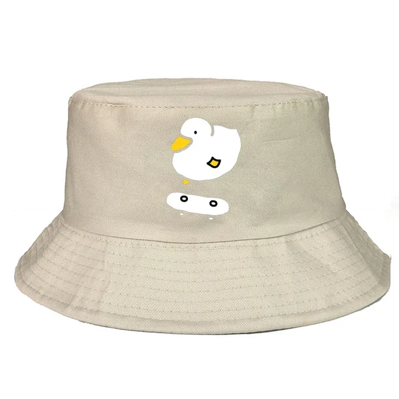 Skate Duck Animal Bucket Hat Cool Casual Teenager Foldable Fisherman Hats Summer Graphic Stylish Streetwear Versatile Panama Cap