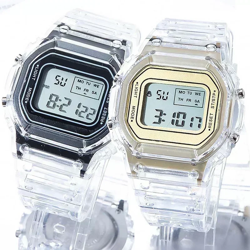 Reloj Digital transparente, relojes cuadrados para Mujer, Reloj de pulsera electrónico deportivo, Reloj de Mujer, Reloj de pulsera, triangulación de envíos