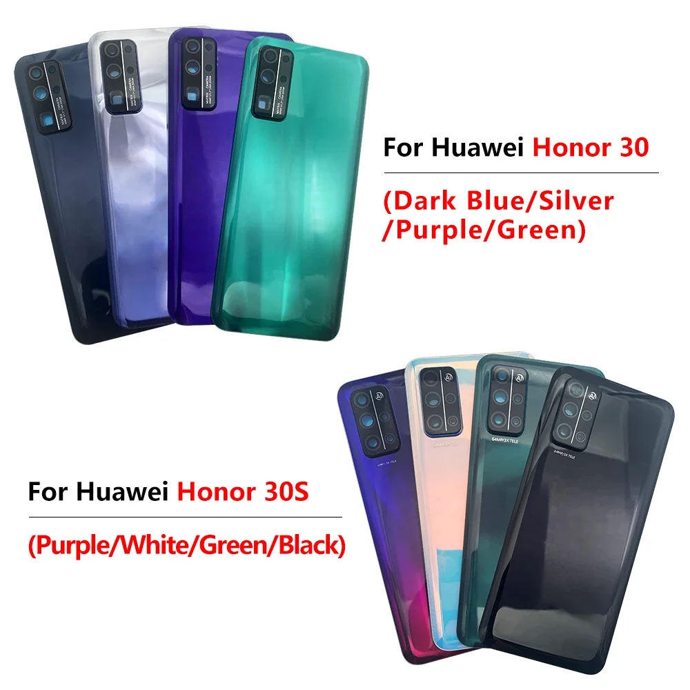 NEW For Huawei Honor 30 30S 30 Pro Battery Back Cover Glass Rear Door Replacement Housing Case With Adhesive With Camera Lens