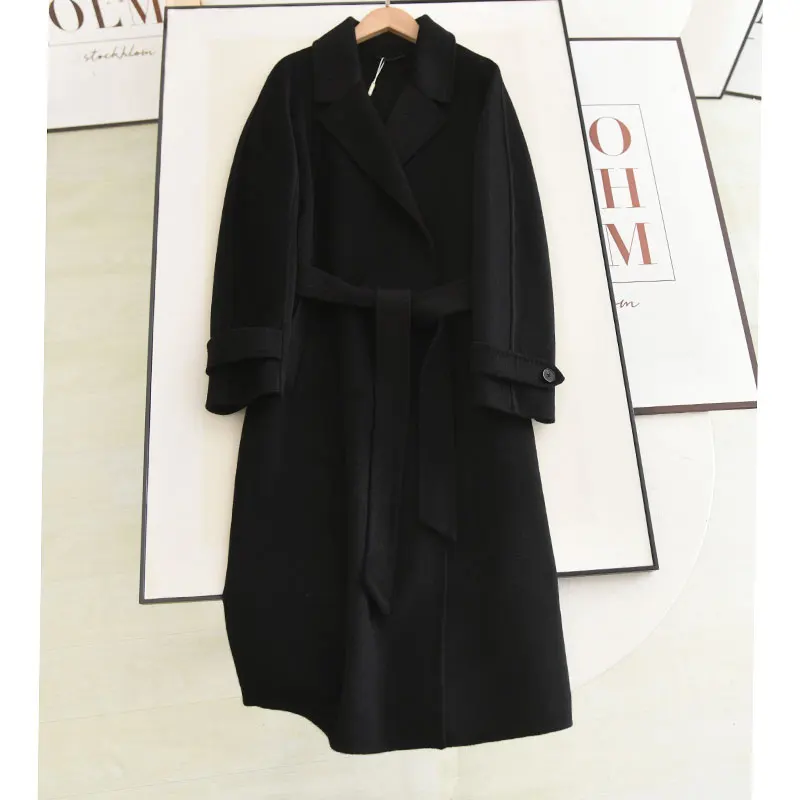 

Ele Double-Faced Woolen Coat 2024 Winter Collection Slimming Bla Mid-Length Versatile Women's Faion Outerwear