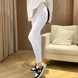 Women's Autumn Fashion Simplicity Solid Color Tight Fitting High Waist Leggings Women Clothes Casual All-match Nine Points Pants