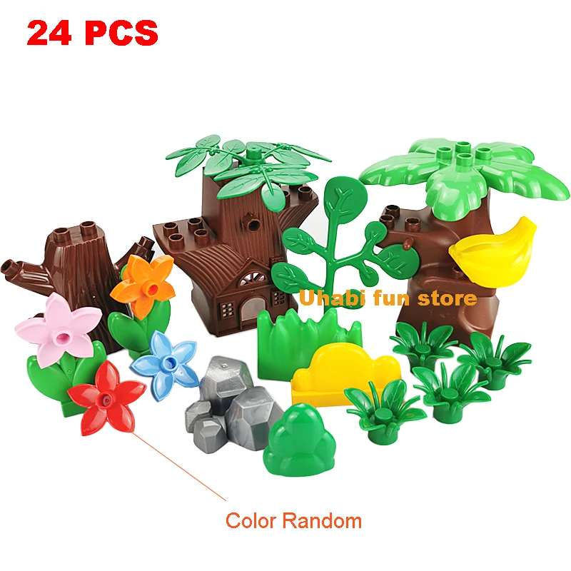 Big Size Building Blocks Animals Plant Scene Models Zoo Farm Dinosaur Ocean Series Set Assemble Education Toys For Children Gift