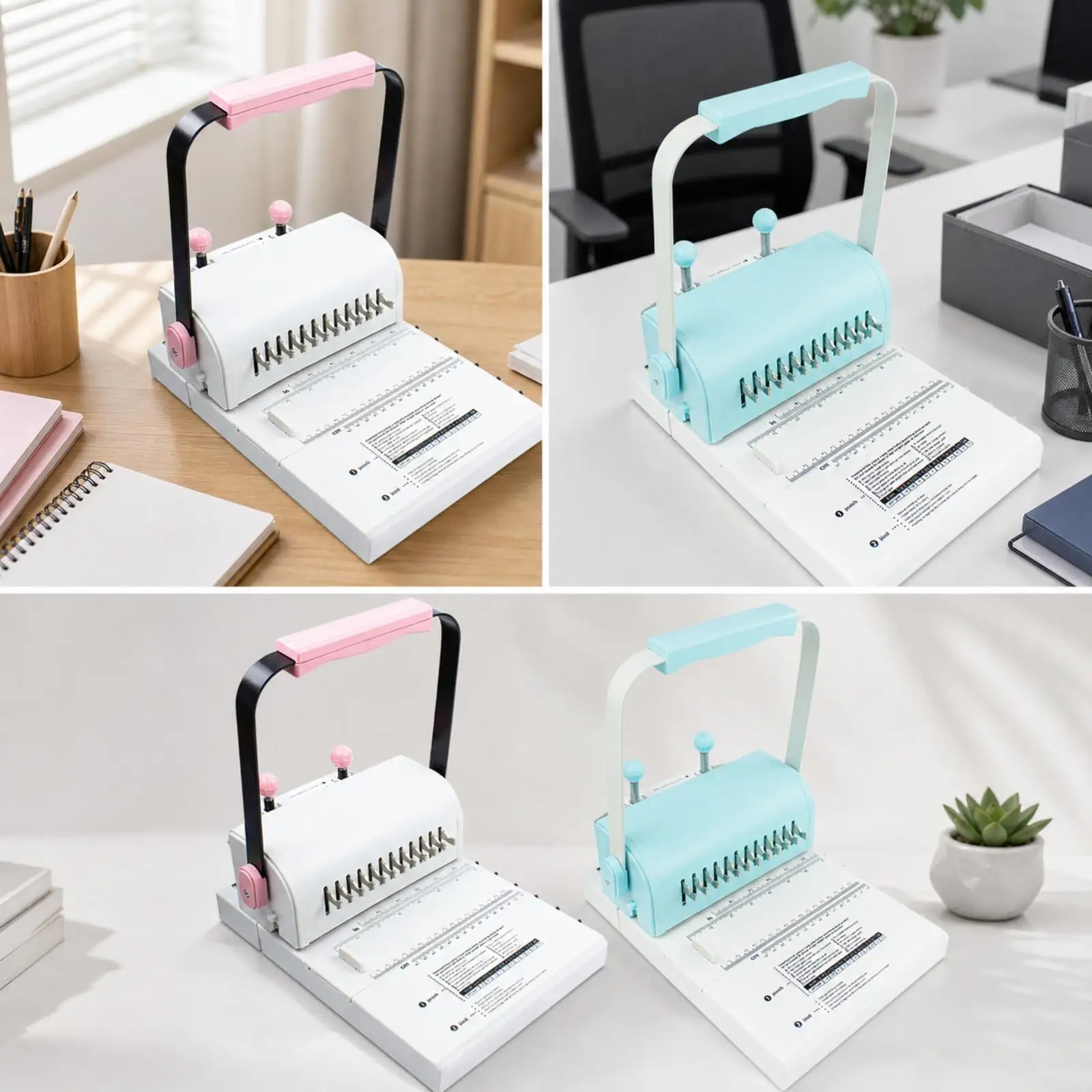 All in One Manual Binding Punch Machine for A4 Paper with 12 Hole Pattern and Adjustable Paper Positioner for Office