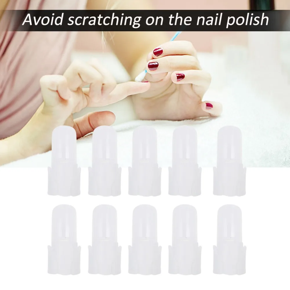 10PCS Anti Scratch Flexible Finger Nail Cover Dustproof Soft Elastic Nail Art Shield Rubber Nail Varnish Holder Salon Use