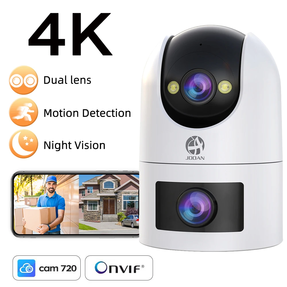 Cámara PTZ WiFi 4K JOOAN para Exteriores, Pantalla Dual, Zoom 5X, Cámara IP con Seguimiento Automático, Visión Nocturna, Impermeable, Vigilancia de Seguridad