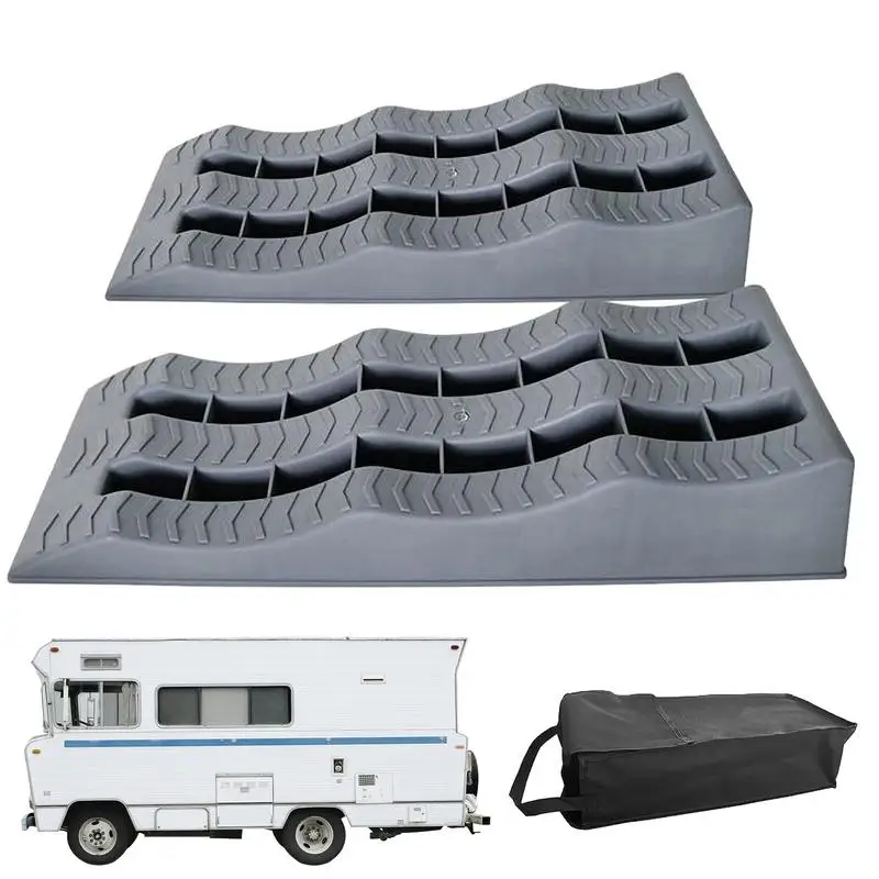 

Car Leveling Ramps 2pcs Anti-Slip 3-Step Trailer Leveler Camper Leveling Blocks Multifunctional Travel Trailer Leveling Blocks