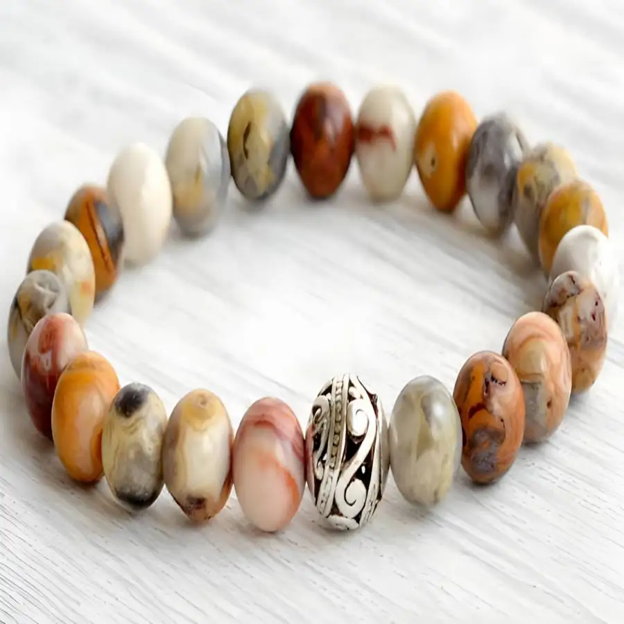 

8mm Crazy Agate Stone Beads Mala Bracelet Bangle Buddha Spiritual Men's Jewelry Tibetan Women Chaplet zazen Bead Natural stone