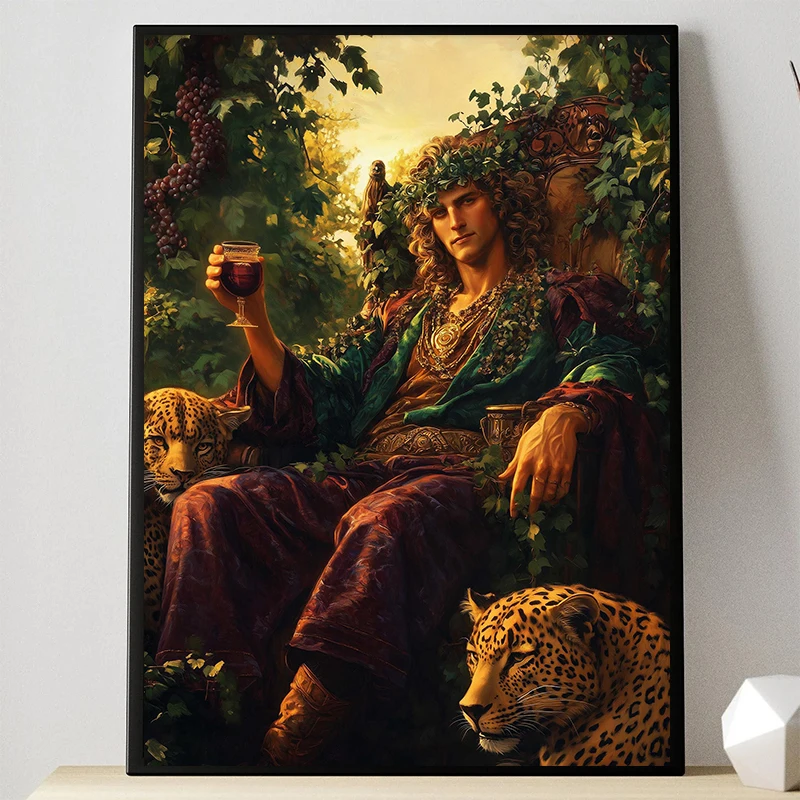 الآلهة اليونانية القديمة إله النبيذ ديونيسوس الملصقات قماش الطباعة خمر مهرجان مسرح جدار صورة فنية لغرفة ديكور المنزل #3