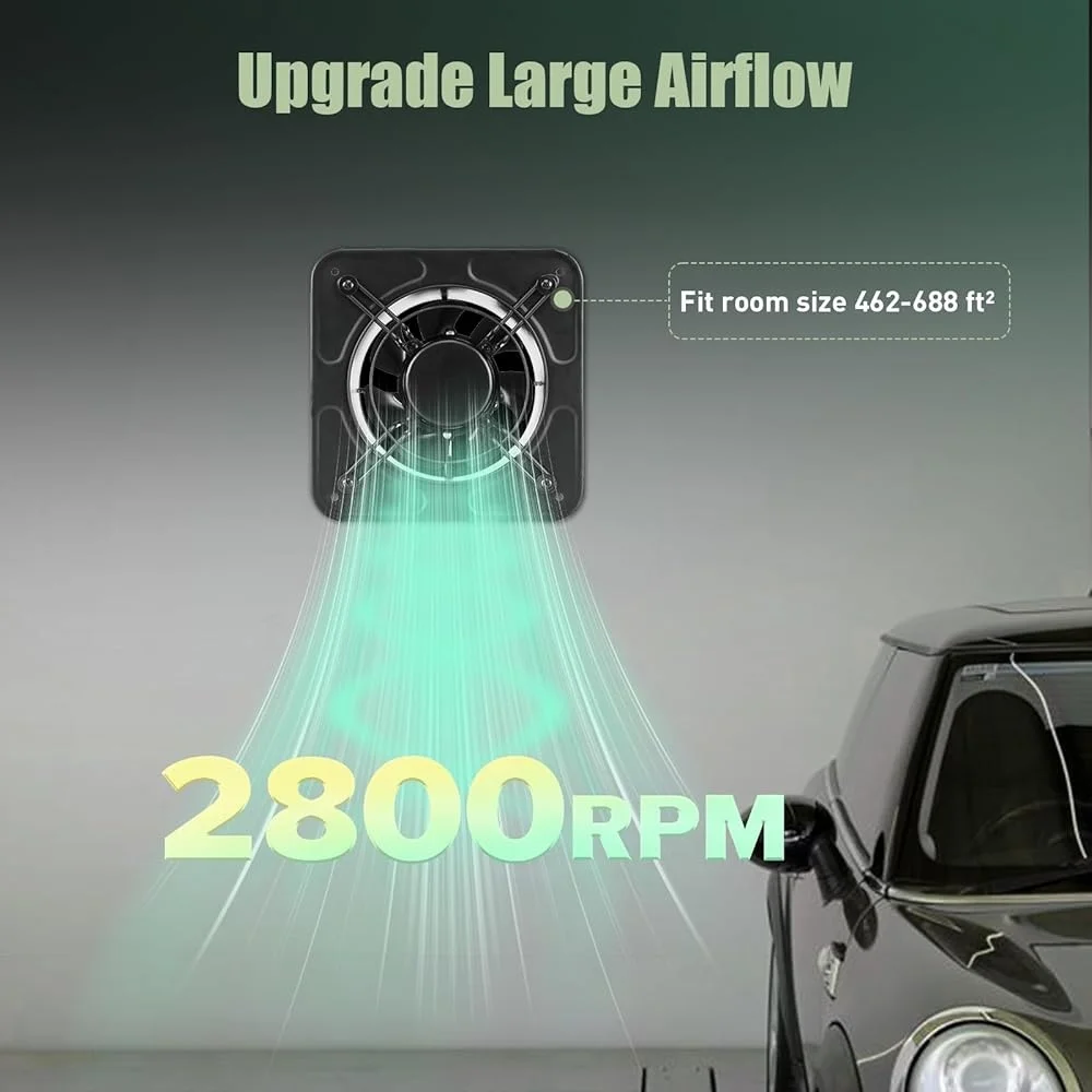 8 Inch High Efficiency Exhaust Fan Wall Mounted Ventilator 1200 m³/h Airflow Perfect Kitchen Garage Bathroom Attic
