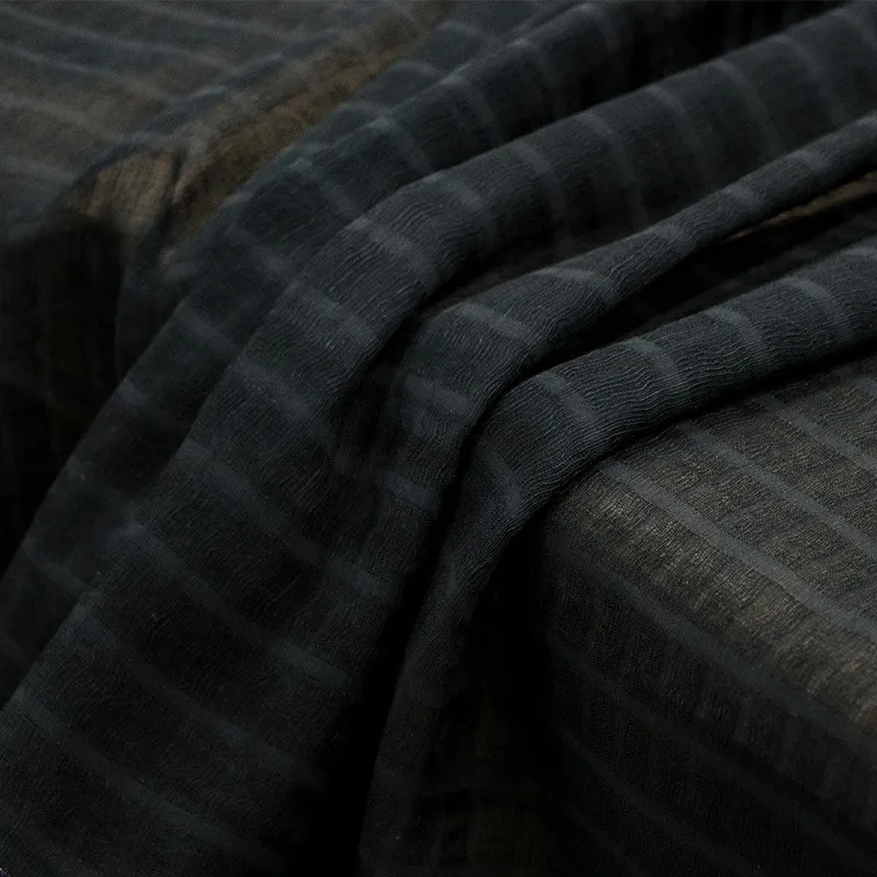 

New Chinese-style Hanfu and cheongsam designer fabric with silk linen stripes hollowed-out patterns