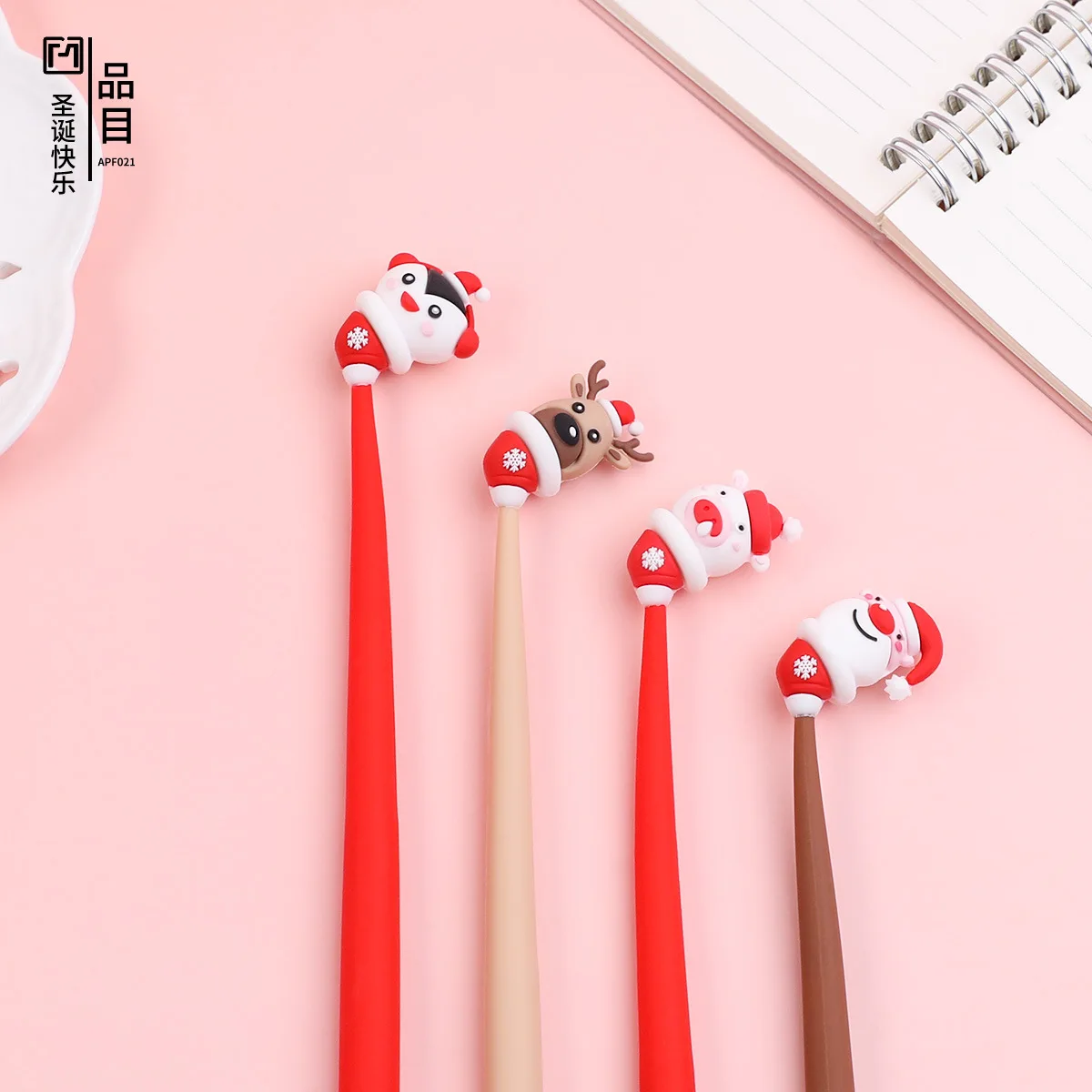 48pcs-spot-cute-creative-cartoon-christmas-silicone-modeling-neutral-pen-flower-pen-learning-stationery-wholesale