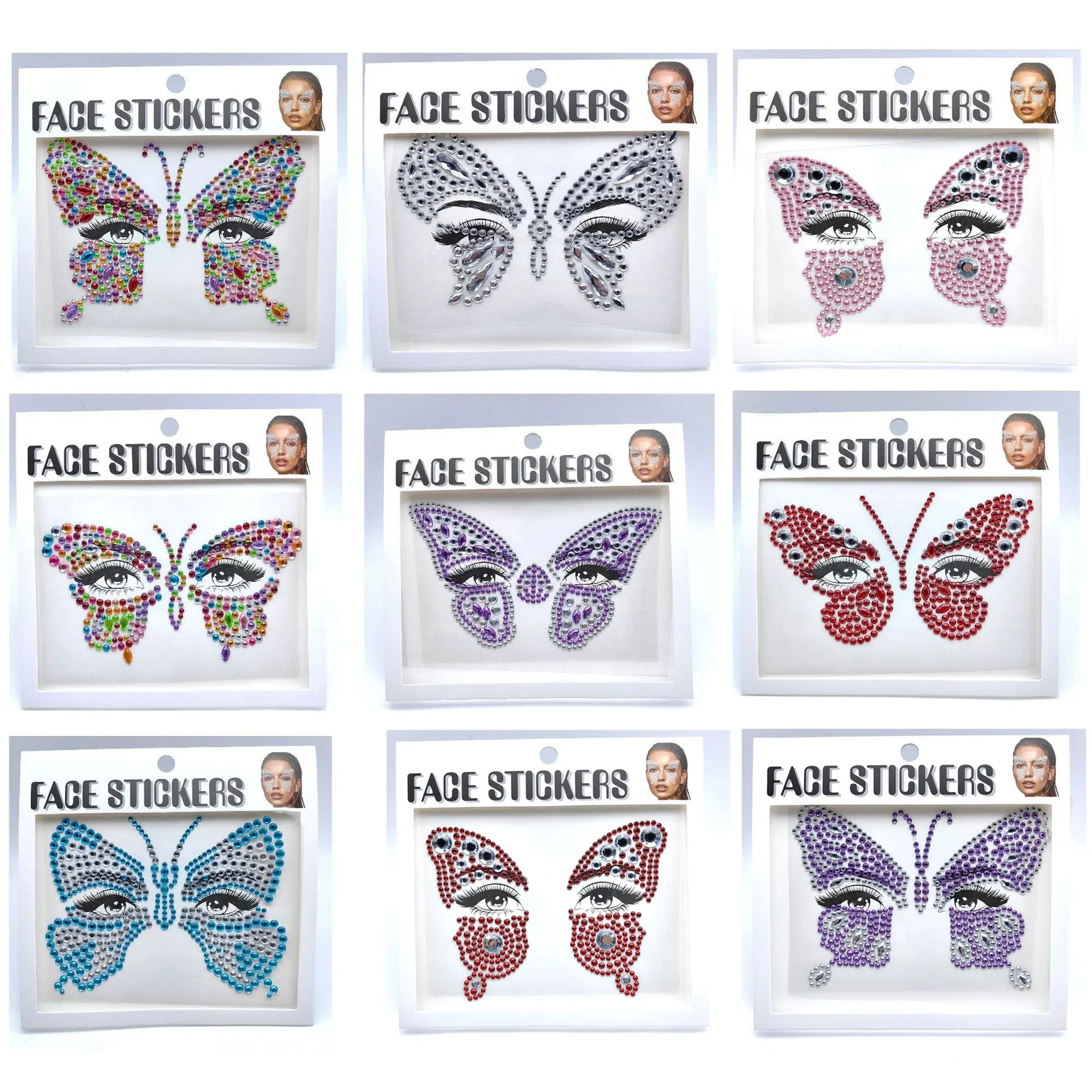 Temporary Tattoo Party DIY Face Stickers Rhinestones Makeup Butterfly Face Jewellery Eyebrow Stickers Diamonds Eye Makeup Nail