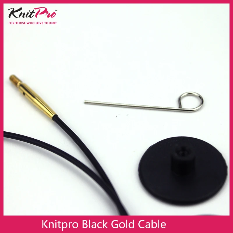 KnitPro Interchangeable Knitting Needle Cable Black Gold