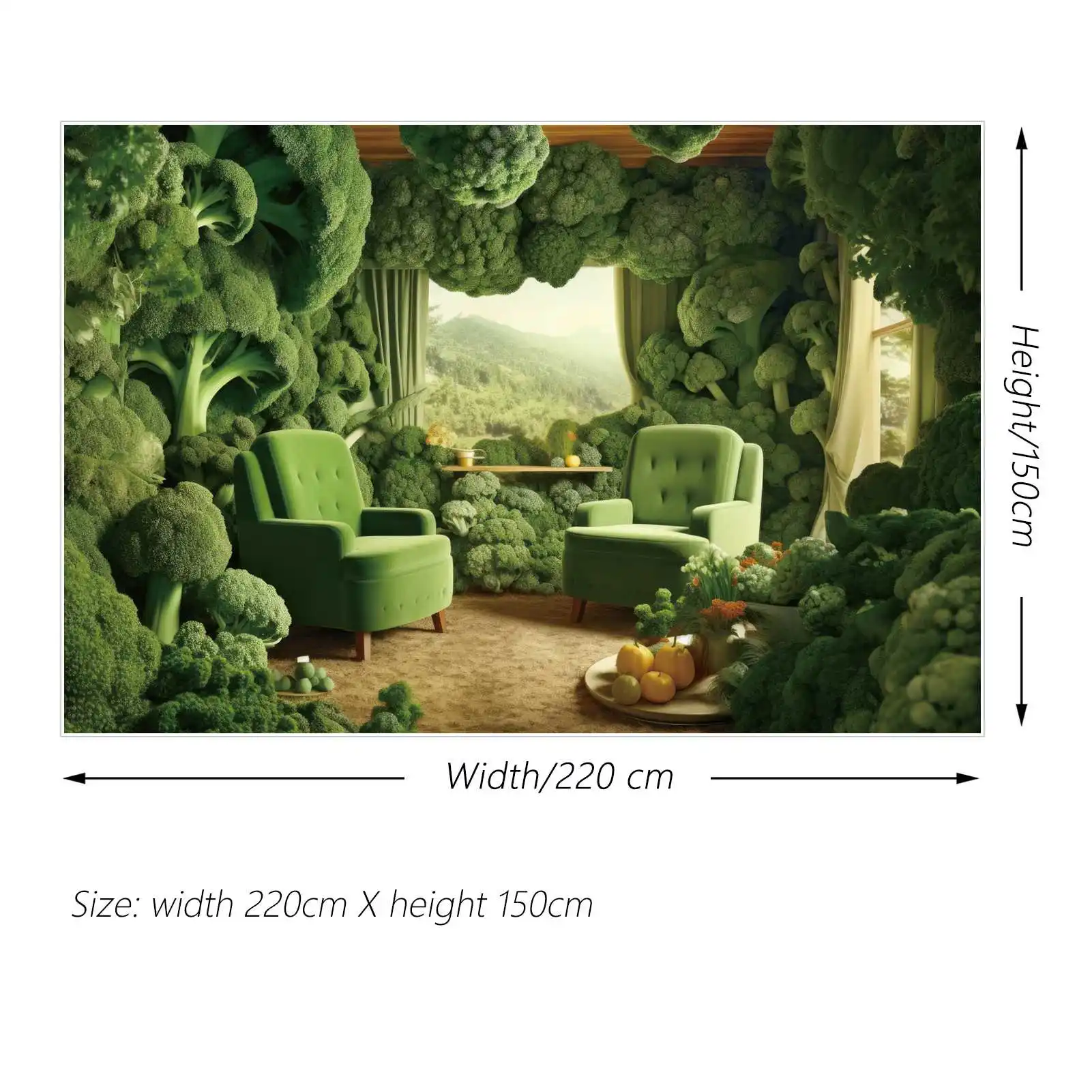 Mon.qg ฉากหลังห้องโดยสารฟาร์มสีเขียวห้องนั่งเล่นถ่ายภาพพื้นหลังเด็กฉากตกแต่งบรอกโคลีสีเขียว