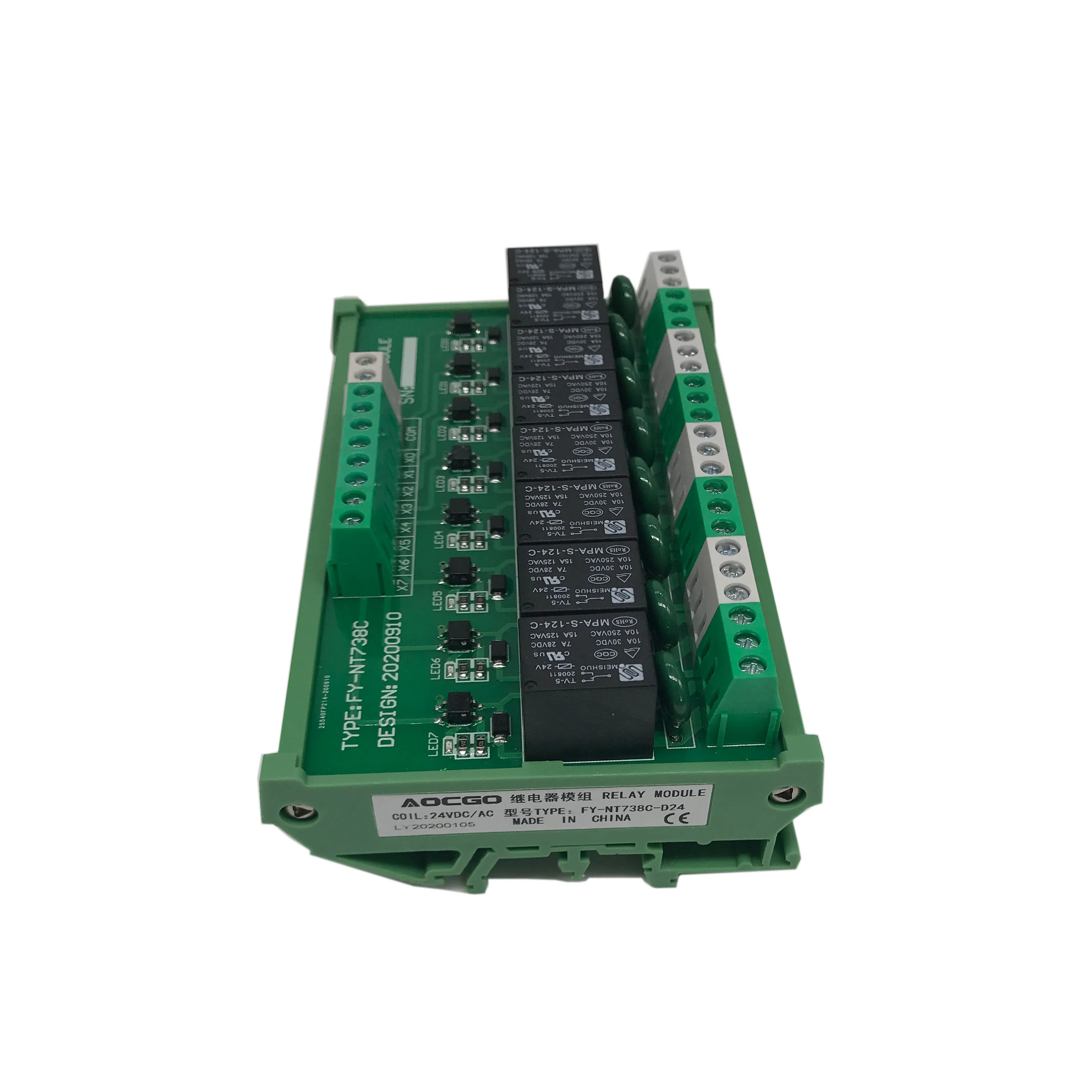 8 Channel T73 Interface Relay Module 24VDC DIN Rail Panel Mount