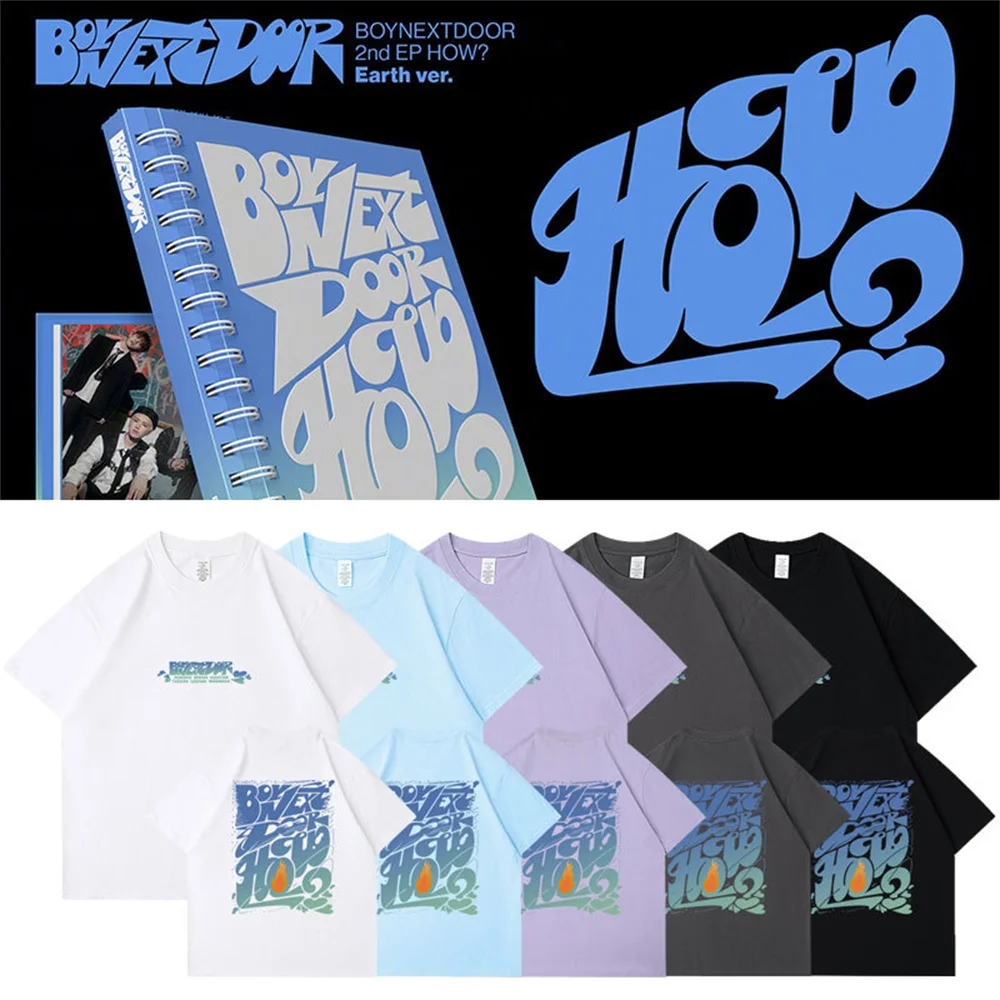 Kpop BOYNEXTDOOR  Album Same Short-sleeved T-shirt AEHYUN RIWOO SUNGHO TAESAN LEEHAN WOONHAK Short Sleeved Shirt Top