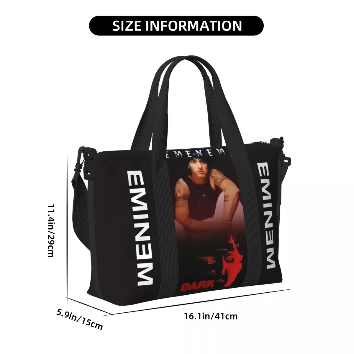 Sac fourre-tout personnalisé avec logo Eminems pour femme, pop Music, grande capacité, hip hop américain, plage, salle de sport, sacs de voyage, épicerie