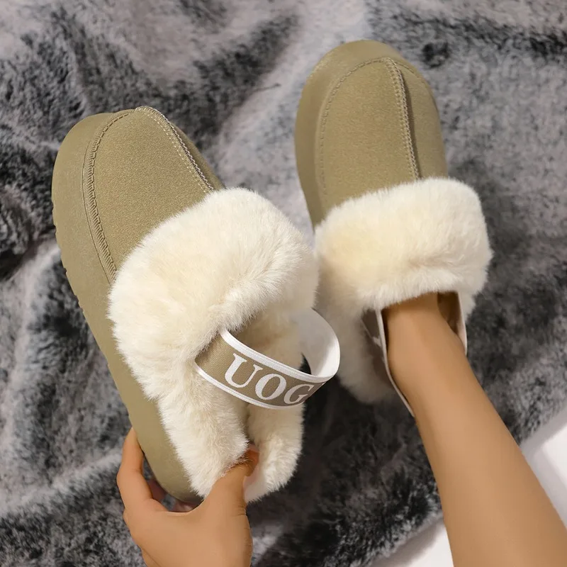 Women Boots 2024 New Women Fashion Winter Indoor Solid Color Suede Fur Boots Ladies Home Platform Warm Slip-on Women Shoes