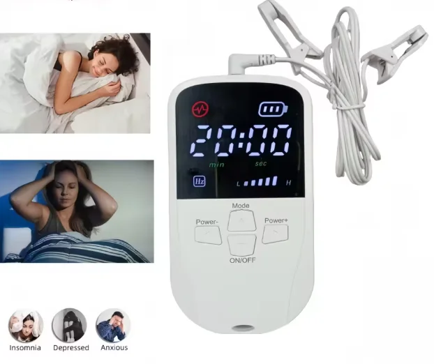Portable Pulse Microcurrent CES Sleep Stimulator Ear Clip Device Built-in Battery for Sleep Assistance Stress Reduction Deep