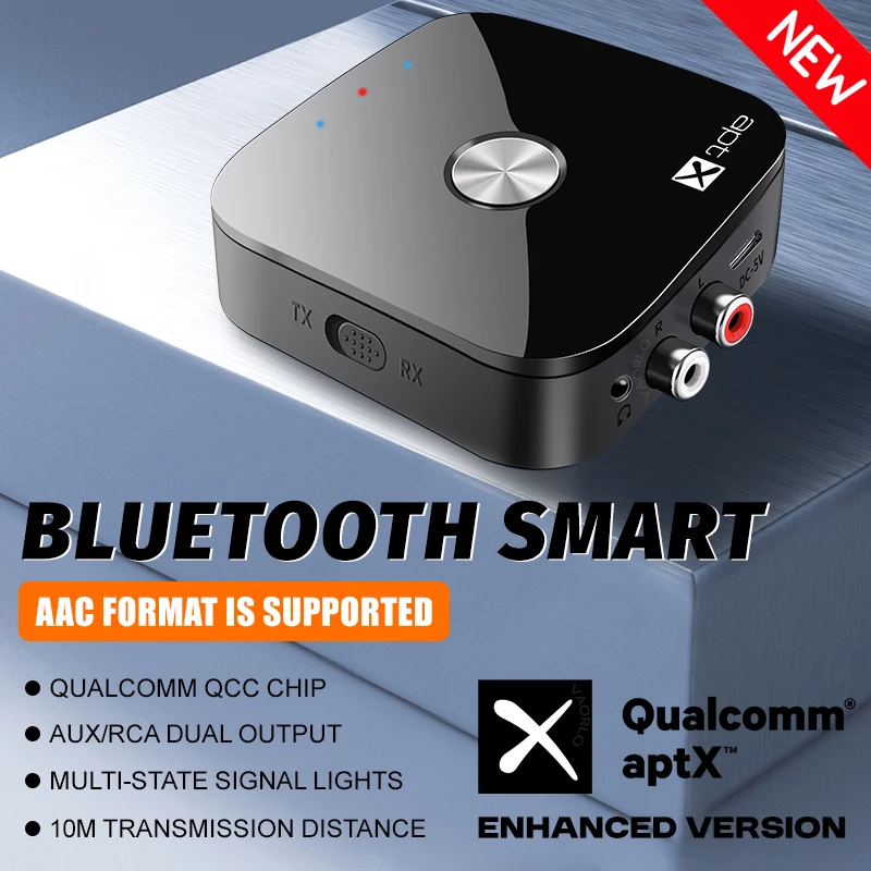 Qualcomm Bluetooth 5.4 Receiver Transmitter 3.5MM AUX RCA Jack AptX Adaptive/HD/LL Low Latency Wireless Audio Adapter HIFI Sound