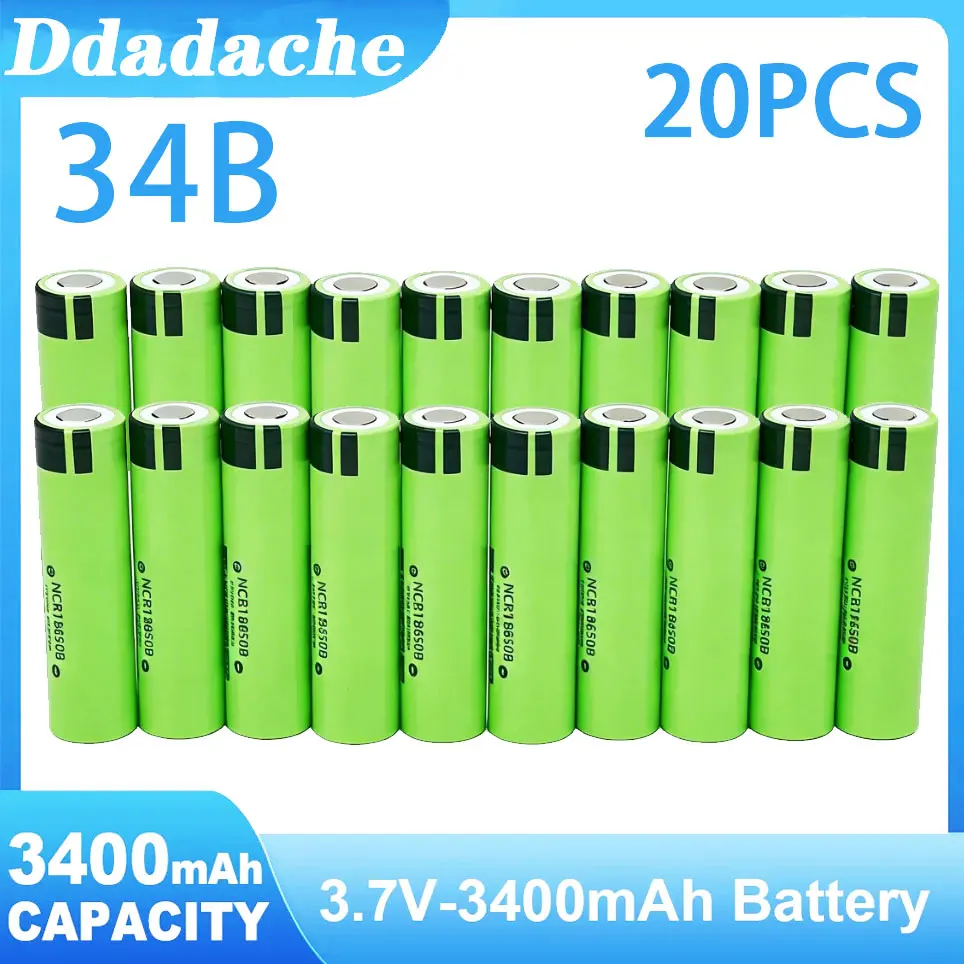 Oplaadbare lithiumbatterij 18650 34B, 3.7V, 3400mAh, voor bewaking, zaklamp, draagbare ventilator, enz. - afbeelding 1
