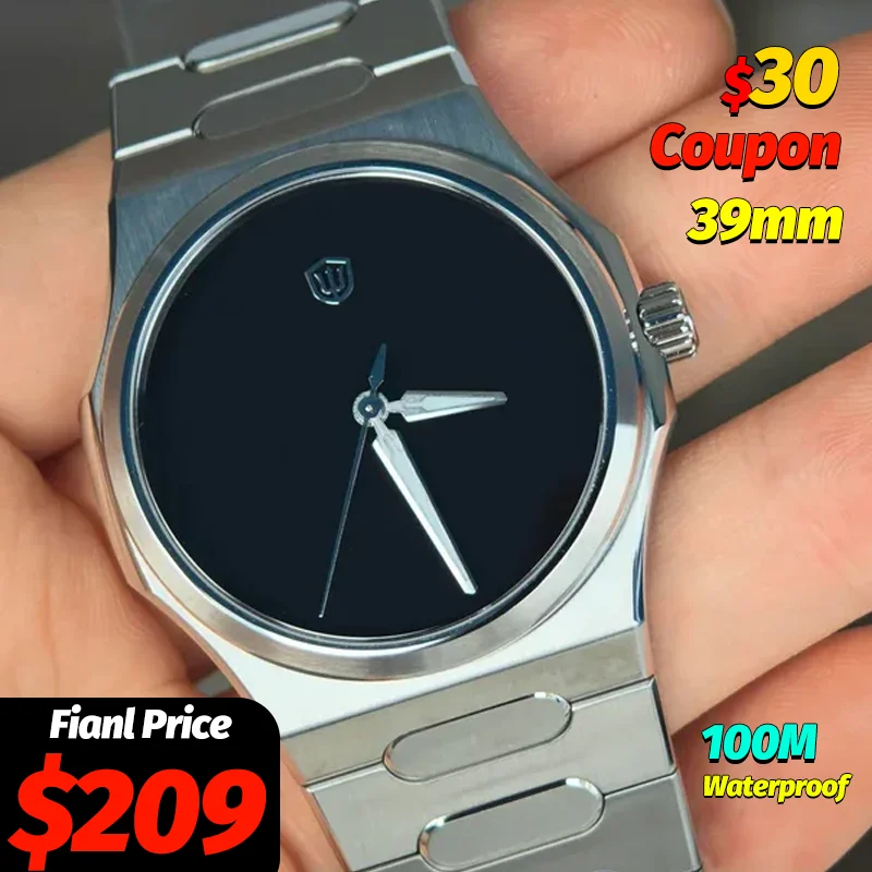 

Watchdives WD0016 Super Black Luxury Watch Man VH31/VH60 Sweep Second Quartz Watch AR Sapphire BGW9 Waterproof Steel Watches