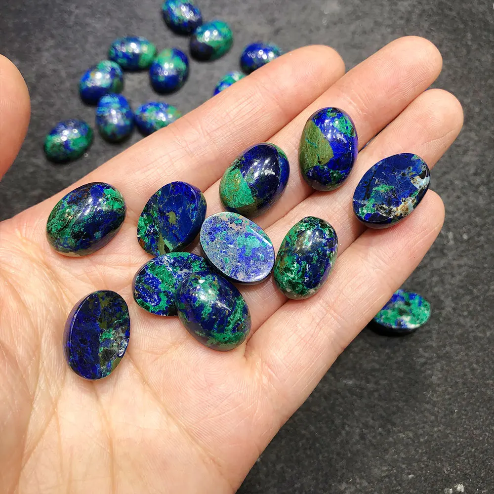 Natural Azurite Oval Cabochon Crystal Stone Quartz Crystals Healing Gemstone DIY Jewelry Making For Ring Home Room Decoration