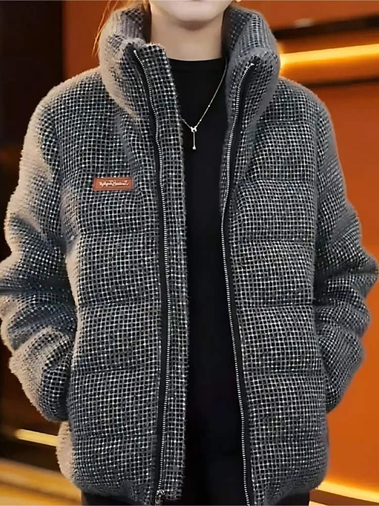 

Утепленная теплая хлопковая куртка для женщин: модная осенне-зимняя модель на молнии, элегантная, для повседневной носки, с длинными рукавами